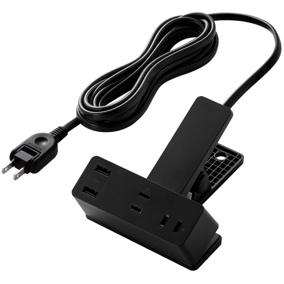 ECT-3030BK 電源タップ 延長コード USB付き (コンセント×3 USB A×2