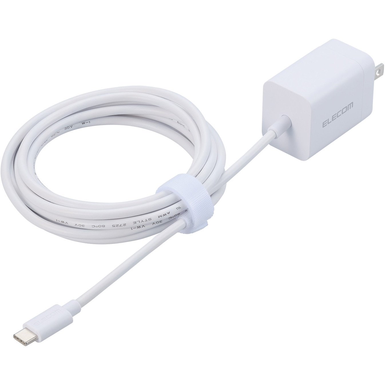 EC-AC7020WH Type-C充電器 PD 20W ケーブル一体型 2.5m 【iPhone iPad