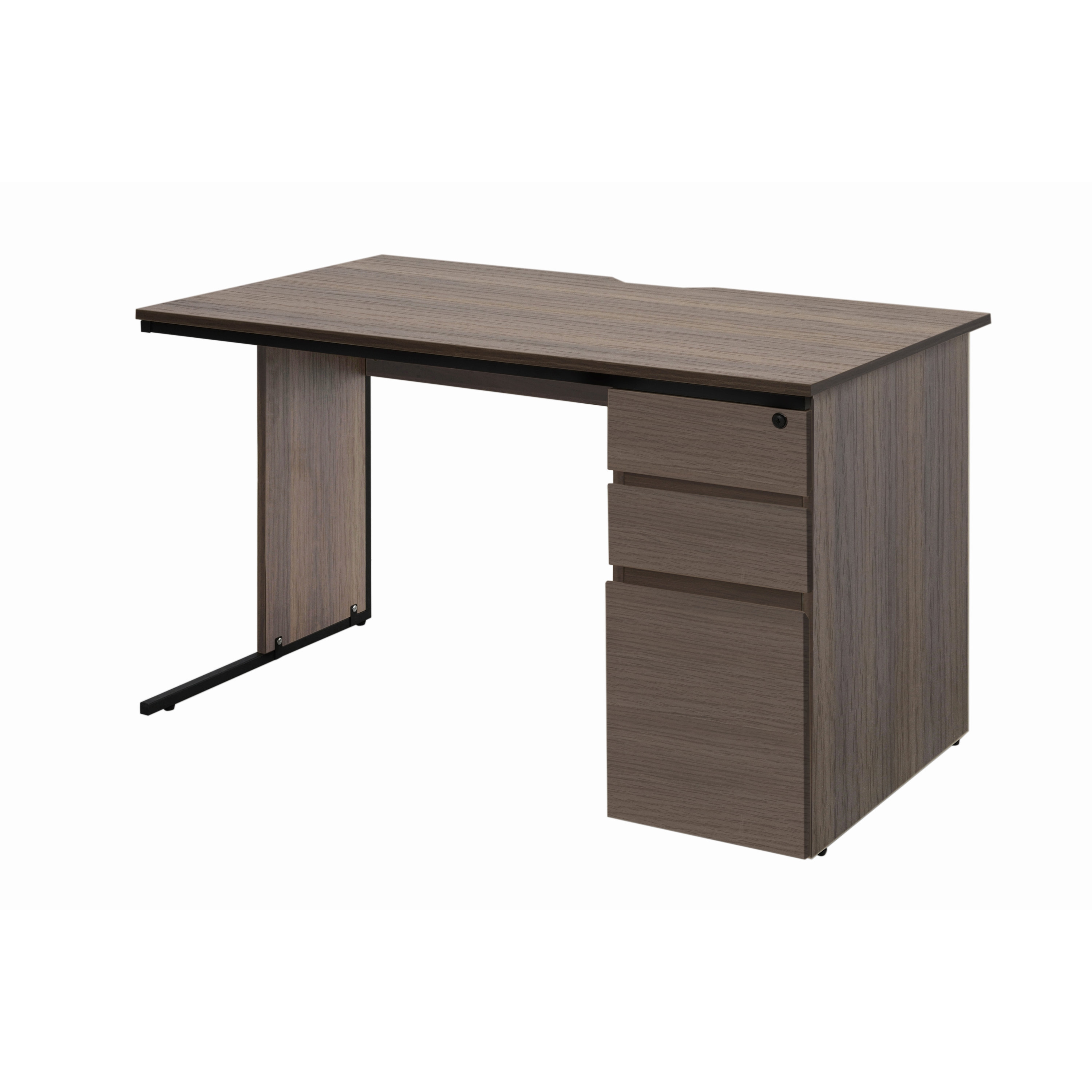 GZWC2-1270DM2 ワークデスクⅡ片袖 アール・エフ・ヤマカワ ウォルナットH色 高さ700mm奥行700mm幅1200mm  GZWC2-1270DM2