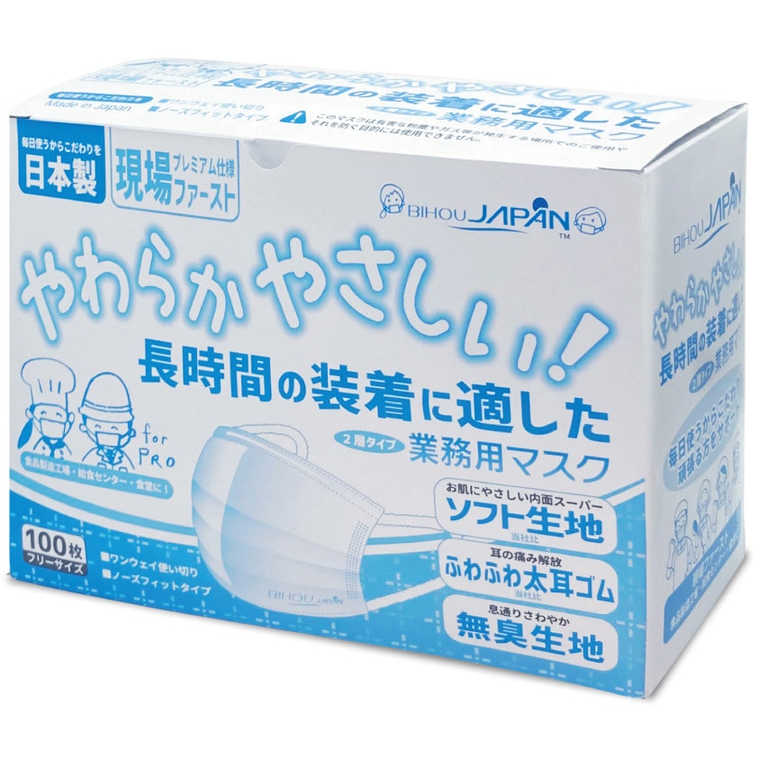 G2W10 美保Bihou 業務用マスク 日本製 2層タイプ 100枚入 エス