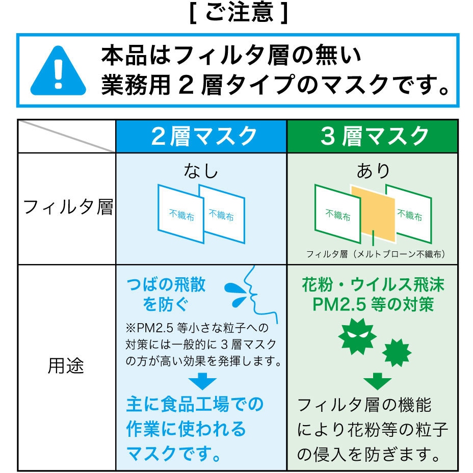 G2W10 美保Bihou 業務用マスク 日本製 2層タイプ 100枚入 エス