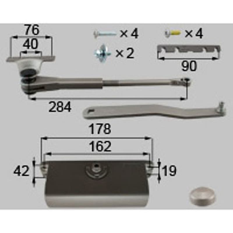 E8DC1062 内付ドアクローザー(ストップ付き)(室内側取付) 1セット 新日軽(LIXIL) 【通販モノタロウ】