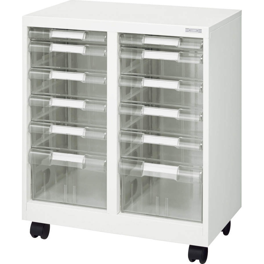 A4-2125ET-W キャスター付トレー型収納庫 LION (ライオン事務器) 引出し型 ホワイト色 A4縦2列サイズ 幅554mm奥行350mm高さ644mm  A4-2125ET-W