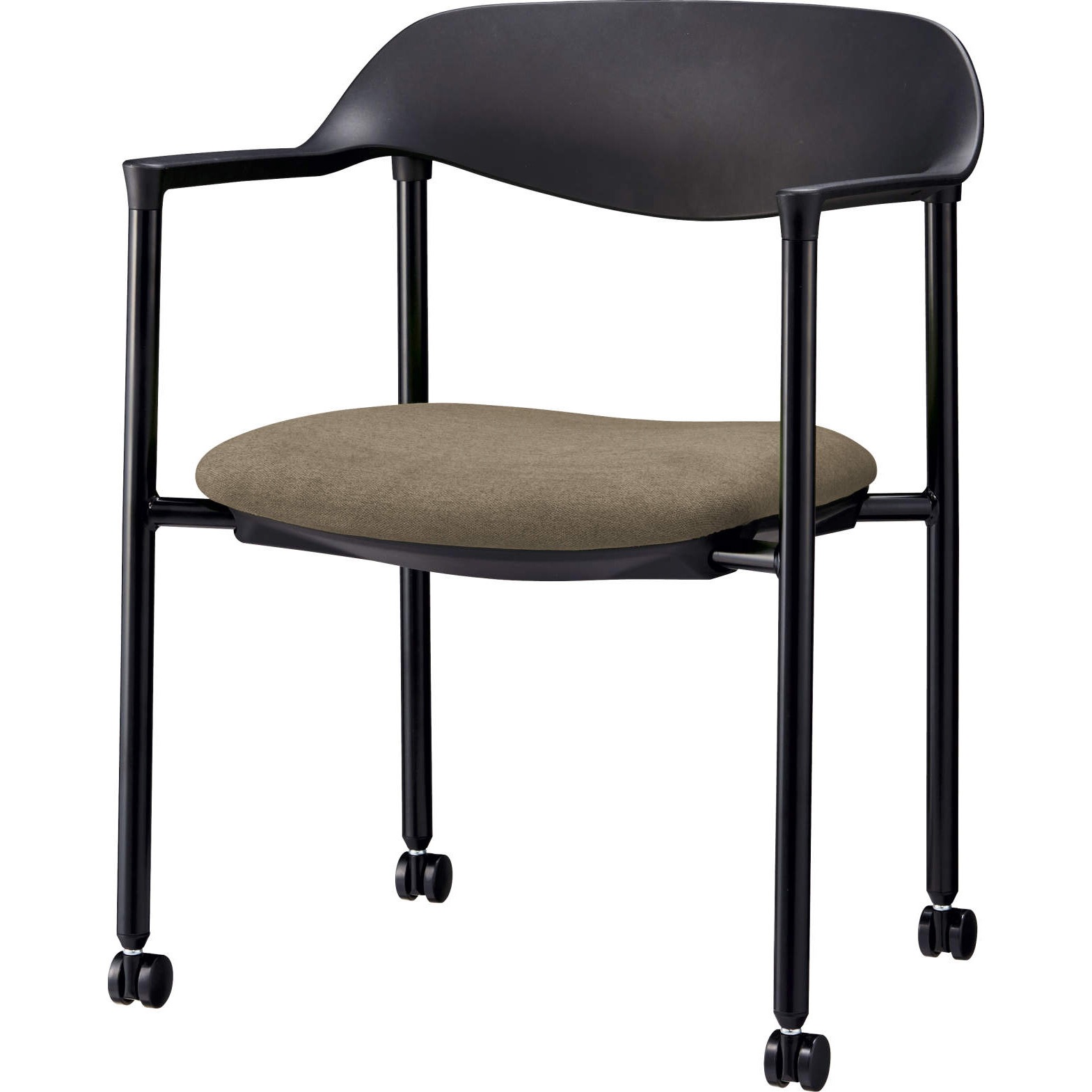 No.1181NF-K ミーティング用チェアー LION (ライオン事務器) 肘掛あり ブラウン 高さ743mm幅573mm奥行507mm