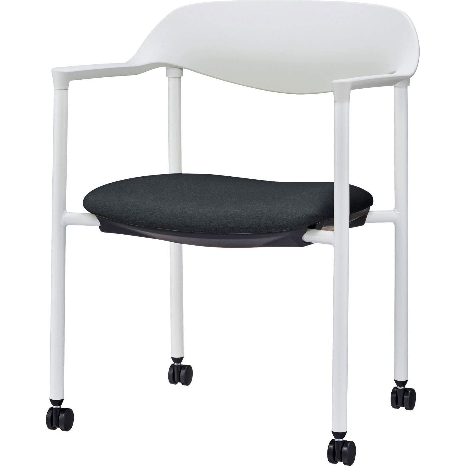 No.1181NS-W ミーティング用チェアー LION (ライオン事務器) 肘掛あり ブラック ホワイト 高さ743mm幅573mm奥行507mm