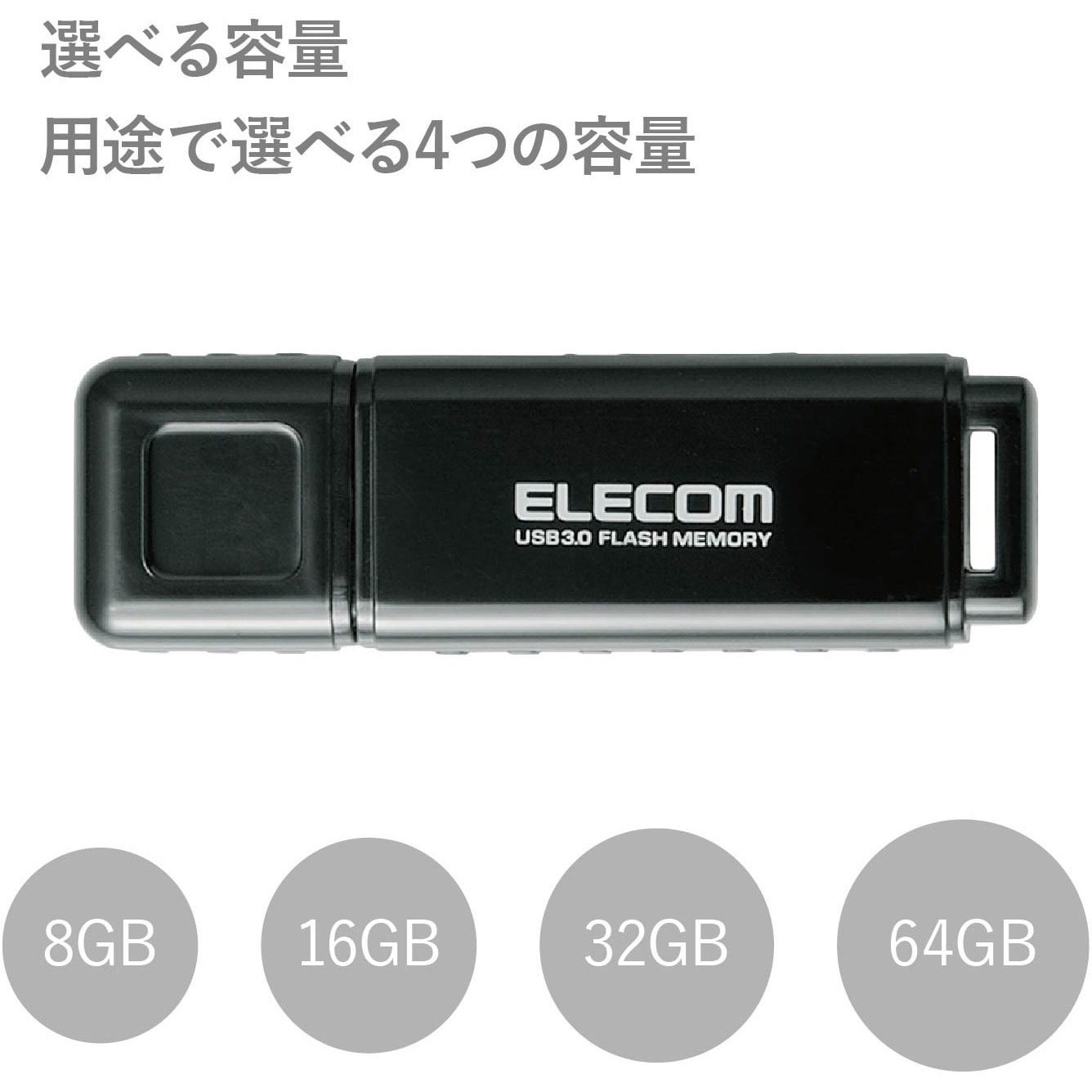 MF-HSU3A16GWH USBメモリ USB3.0 キャップ式 セキュリティ機能付き