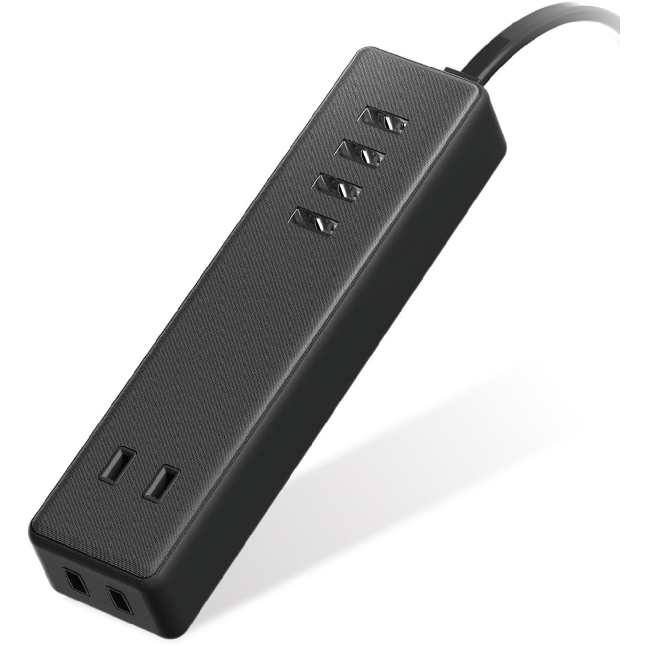 ECT-0415BK 電源タップ 延長コード 2個口 USB付 (コンセント×2 USB A×4