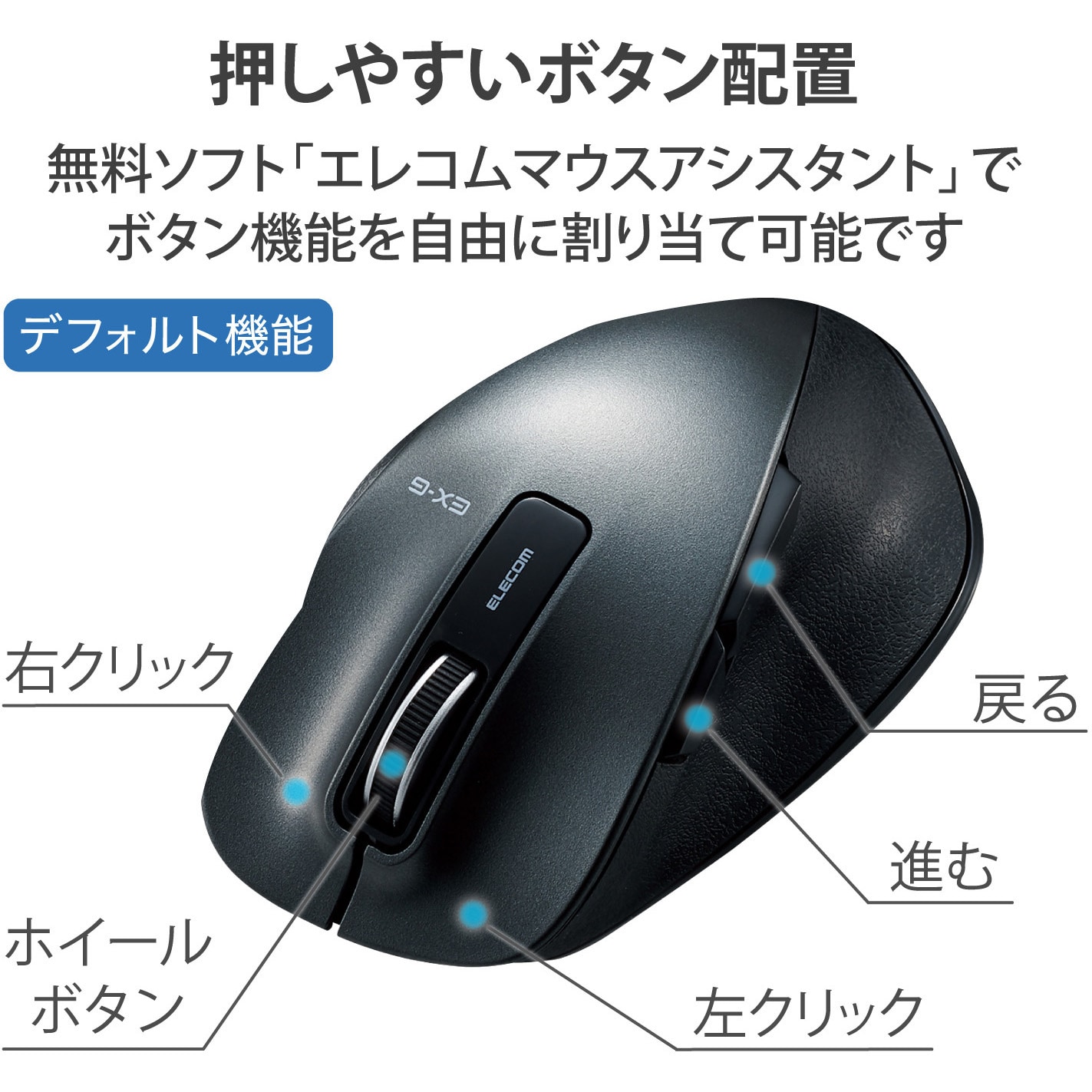 エレコム マウス ワイヤレス Mサイズ 5ボタン 戻る 進むボタン搭載 BlueLED 握りの極み シルバー M-XGM10DBSV EC 高質