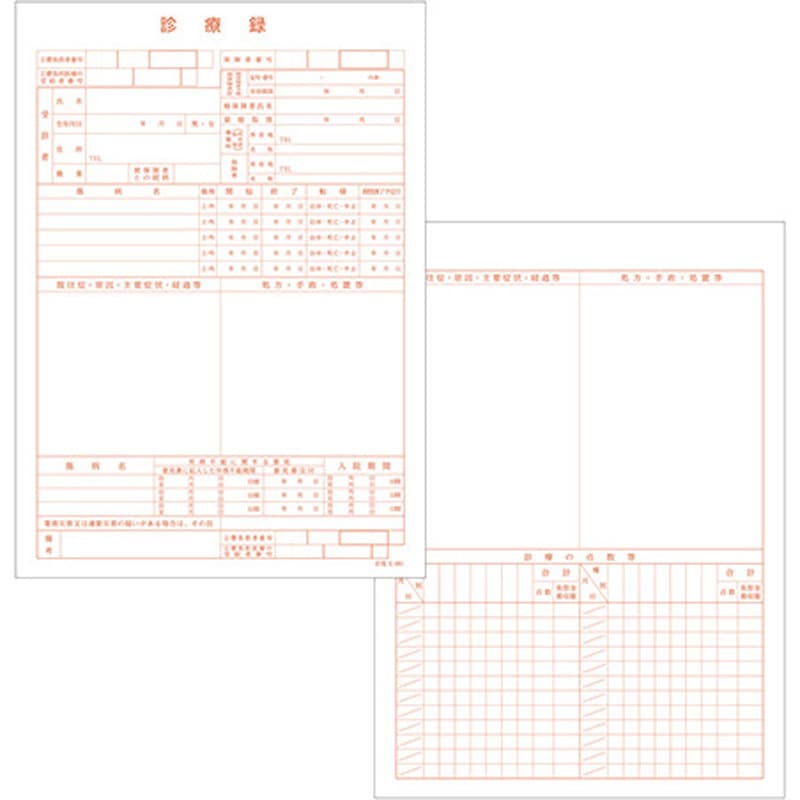 41012-101 カルテ用紙 1号(診療録) 社保 金鵄製作所 サイズA4 1箱(500