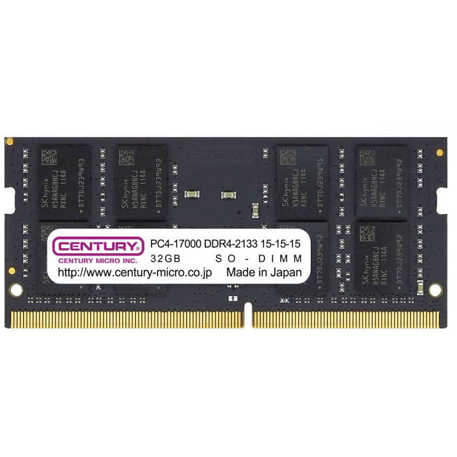 CB32G-SOD4U2133 NT用 PC4-17000 DDR4-2133 260pin SODIMM 2RK 1.2v CENTURY MICROY MICRO(センチュリーマイクロ) 32GB