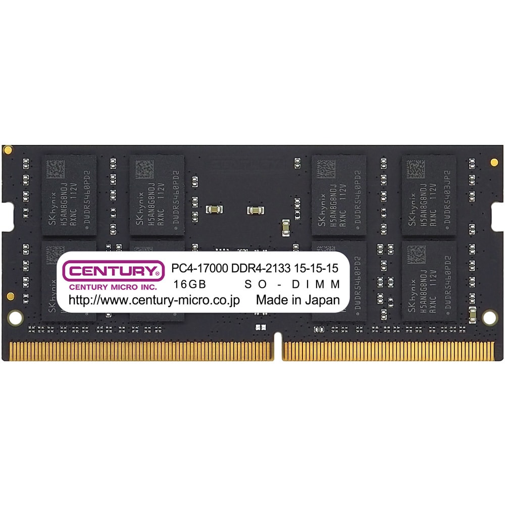 CB16GX2-SOD4U2133 NT用 PC4-17000 DDR4-2133 260pin SODIMM 2RK 1.2v CENTURY  MICROY MICRO(センチュリーマイクロ) 32GB(16GB×2) - 【通販モノタロウ】