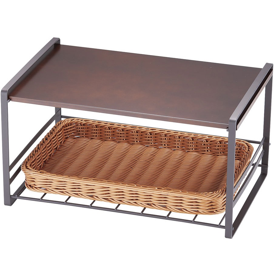 WF-18 洗えるバスケット付レンジ上ラック TKG ブラウン色 幅390mm  WF-18