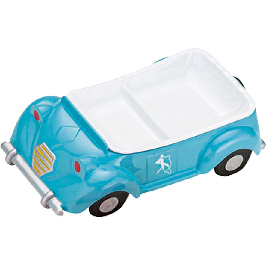 メラミンお子様ランチ皿 オープンカー TKG 変形皿 子供用食器 ライトブルー色