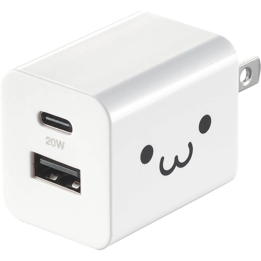 EC-AC22WF USB Type-C コンセント 充電器 PD 20W TypeC×1 USB A×1