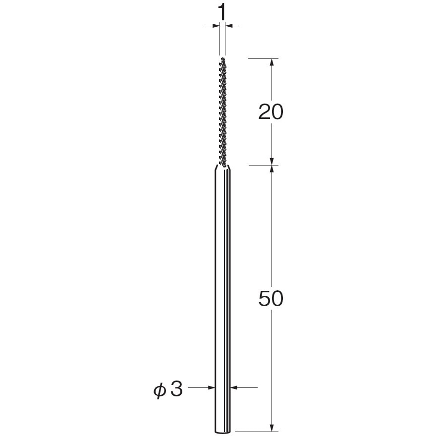 B8500 スパイラルブラシ ステンレス線 リューター(日本精密機械工作) 軸径3mm外径1mm  B8500