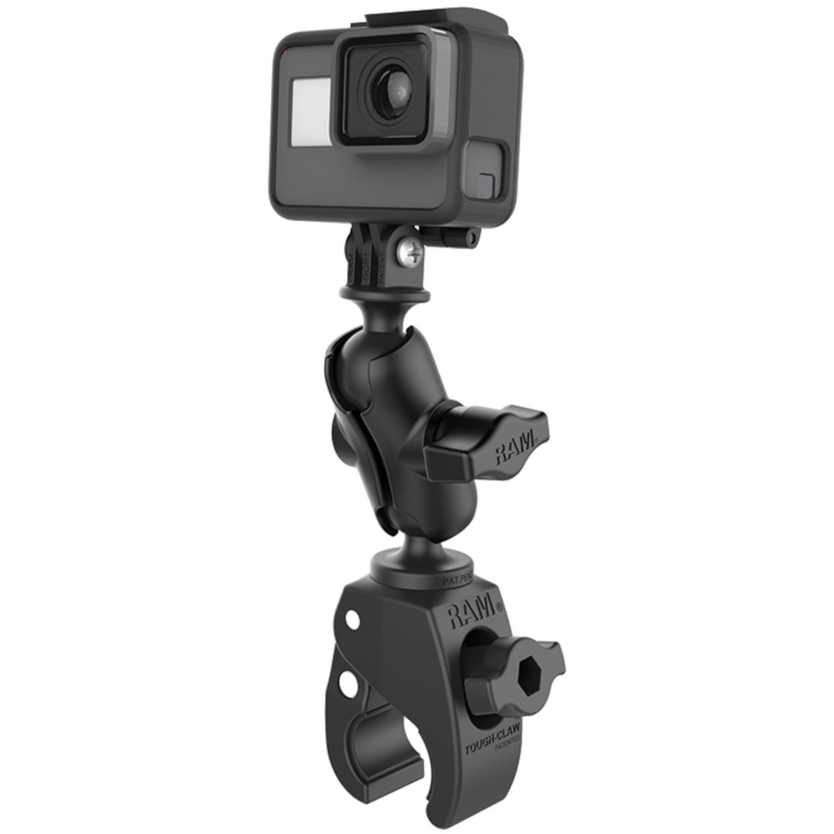 RAM-B-400-A-GOP1U GoProマウント&タフクロー(S)セット(ショートアーム) Φ15.9-28.9mm対応 1インチボール ラムマウント ブラック色