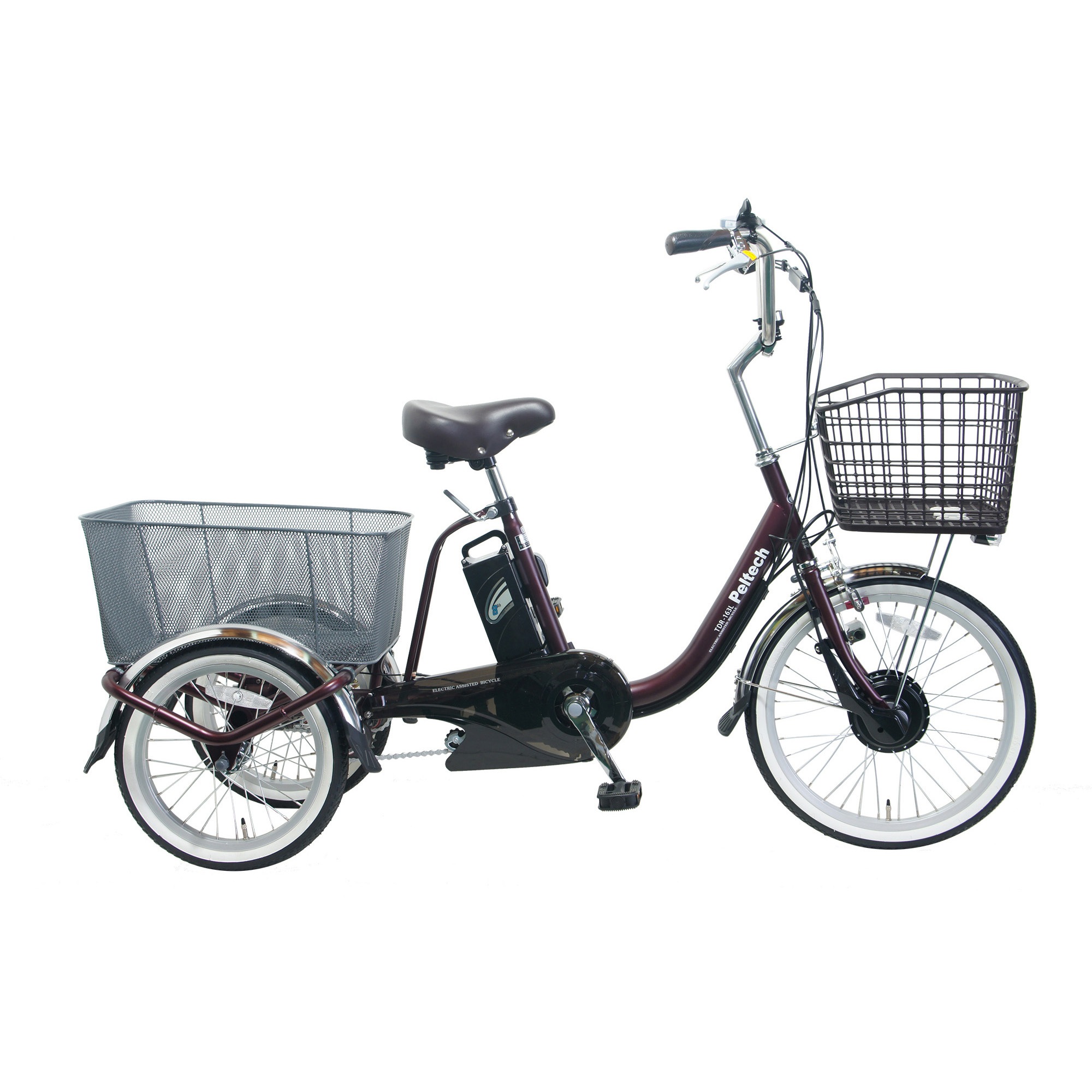 TBDR-163-TC-RD 防災サイクル 前20型/後16型ノンパンク電動アシスト三輪自転車 TBDR-163-TCシリーズ 1台 PELTECH(ペルテック) 【通販モノタロウ】