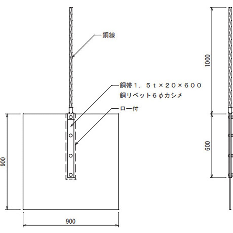 8632 接地銅板 1個 大阪避雷針工業(OHK) 【通販モノタロウ】