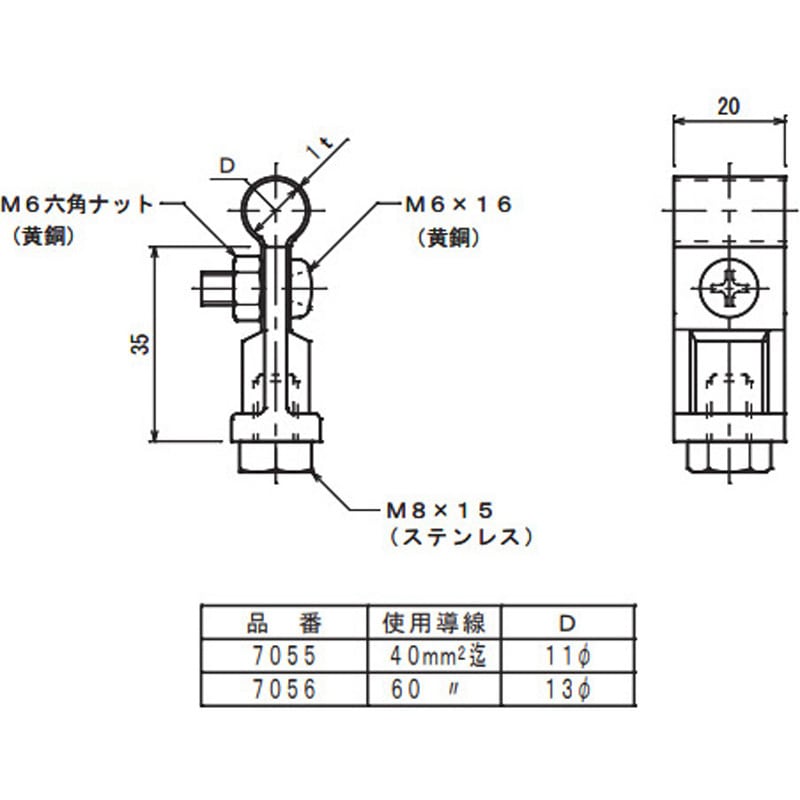 7056 銅線取付金物 大阪避雷針工業(OHK) 黄銅 【通販モノタロウ】