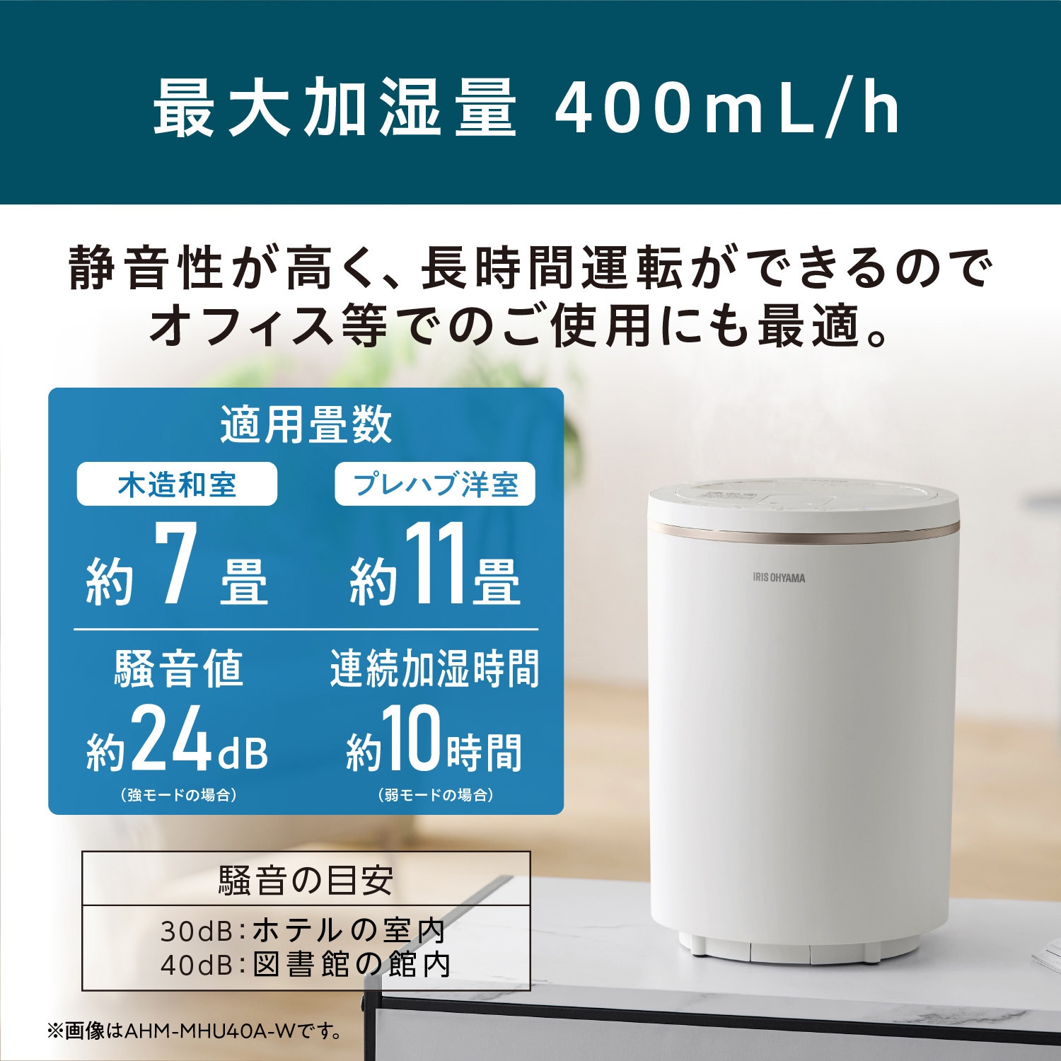 AHM-MHU40A-W 丸洗いスチーム式加湿器 1台 アイリスオーヤマ 【通販