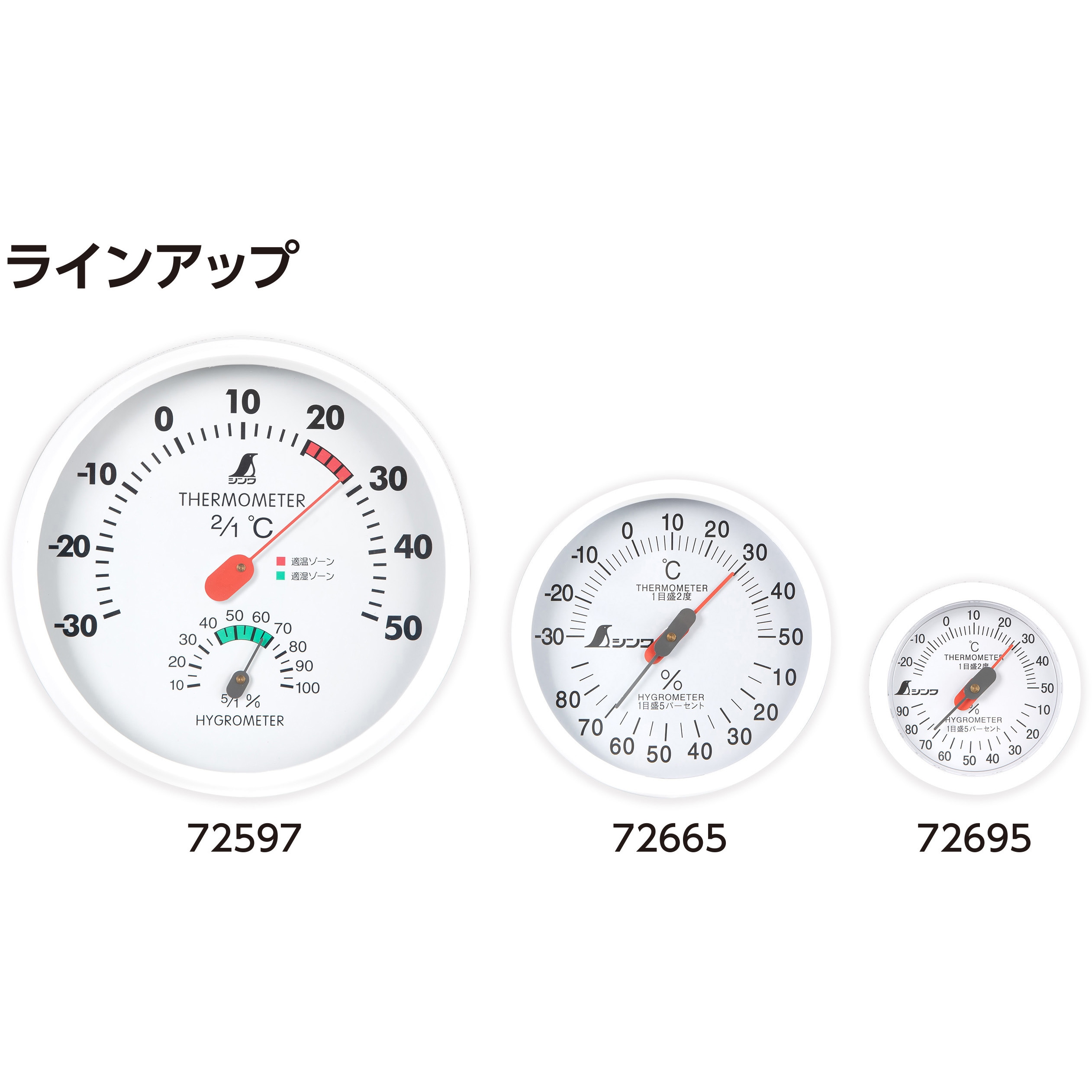 72597 温湿度計 丸型 ホワイト 1個 シンワ測定 【通販モノタロウ】