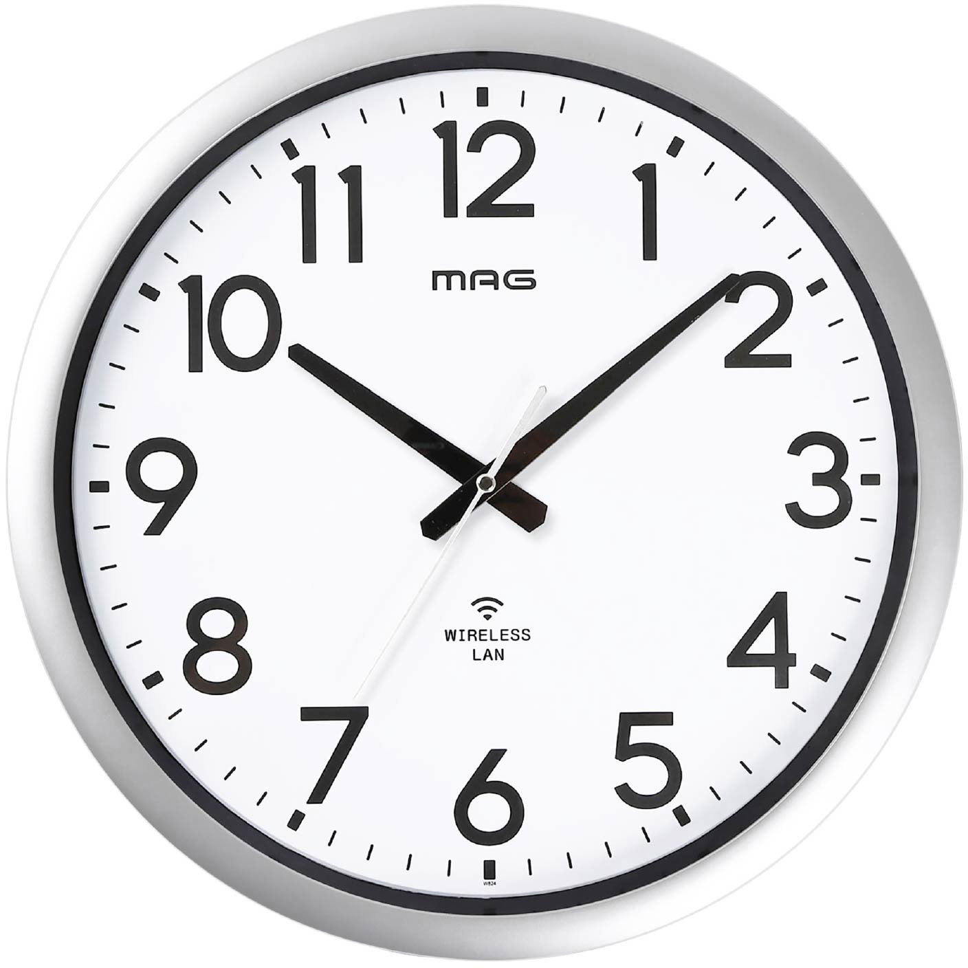 W824SMZ 無線LAN大型掛時計 MAG(ノア精密) シルバー色 アナログ