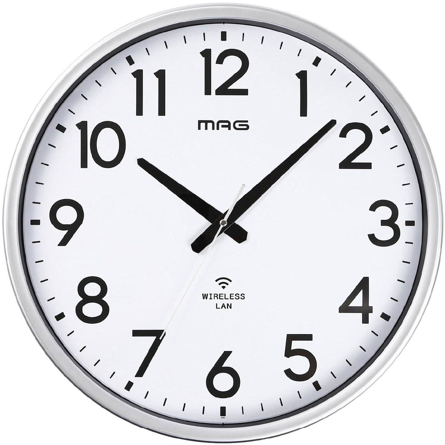 W825SMZ 無線LAN大型掛時計 MAG(ノア精密) シルバー色 アナログ
