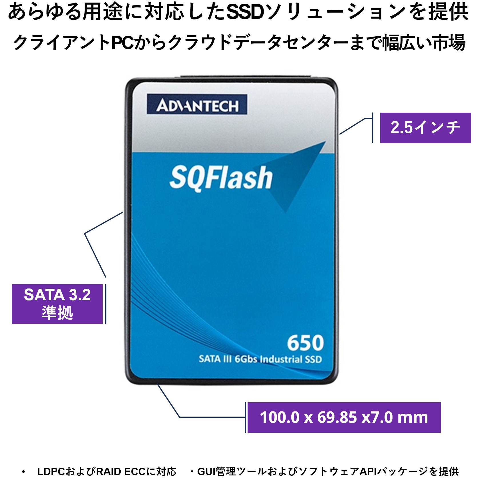 SQF-S25V2-512GDSDC 産業用SQF-S25 650_SSD 2.5インチSATAIII(最大読込
