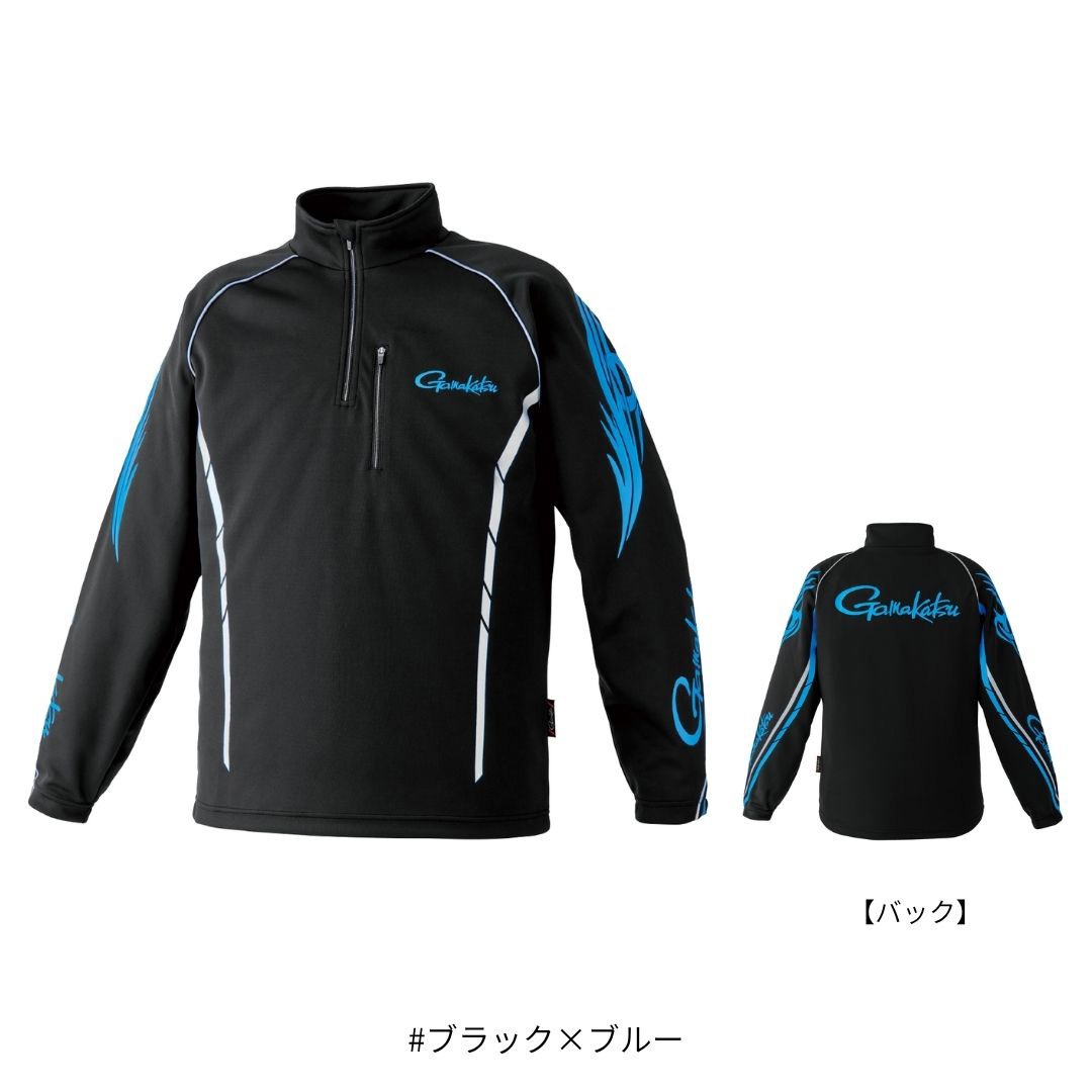 GM3766 2WAYウォームジップシャツ #ブラック×ブルー がまかつ