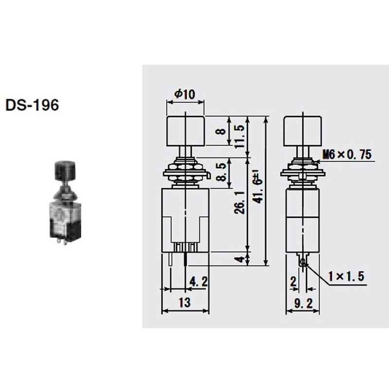 ボタン図 DS196-R スイッチ 押しボタンタイプ DSシリーズ 1個 ミヤマ電器 【通販