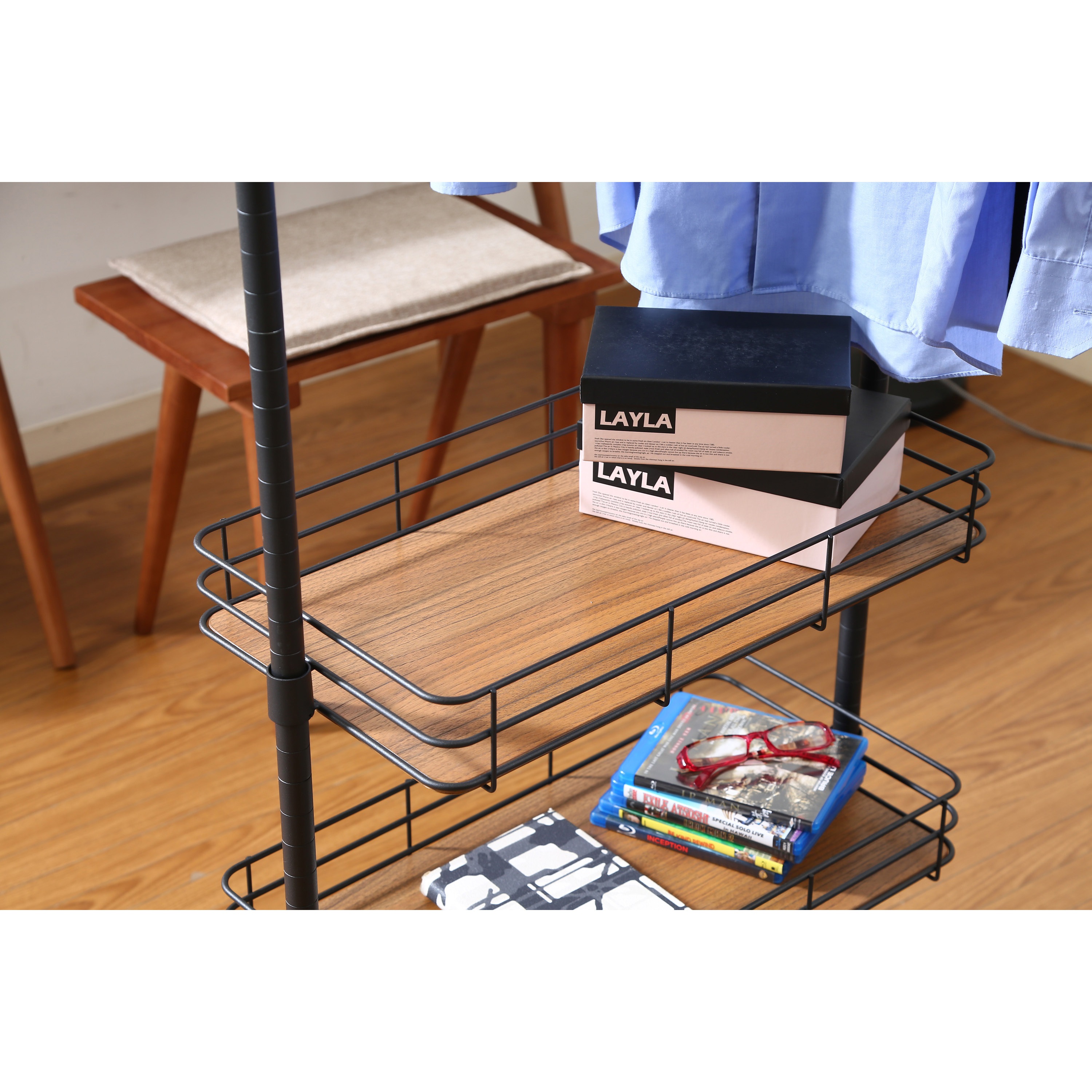 不二貿易 ハンガーラック 幅60cm 奥行45cm 高さ167cm ブラック 棚付き キャスタ 不二貿易 ハンガーラック 幅60cm 奥行45cm 高さ167cm