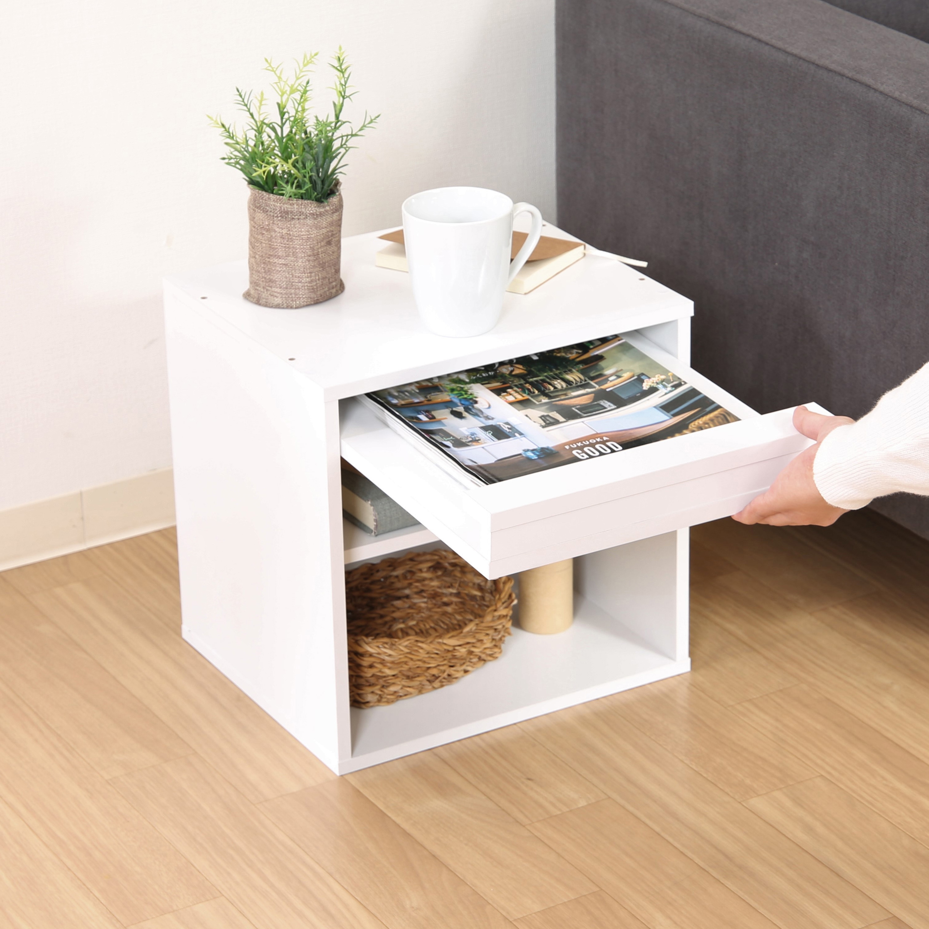 99894 キューブボックス フラップ扉 不二貿易 1段 ホワイト色 - 【通販