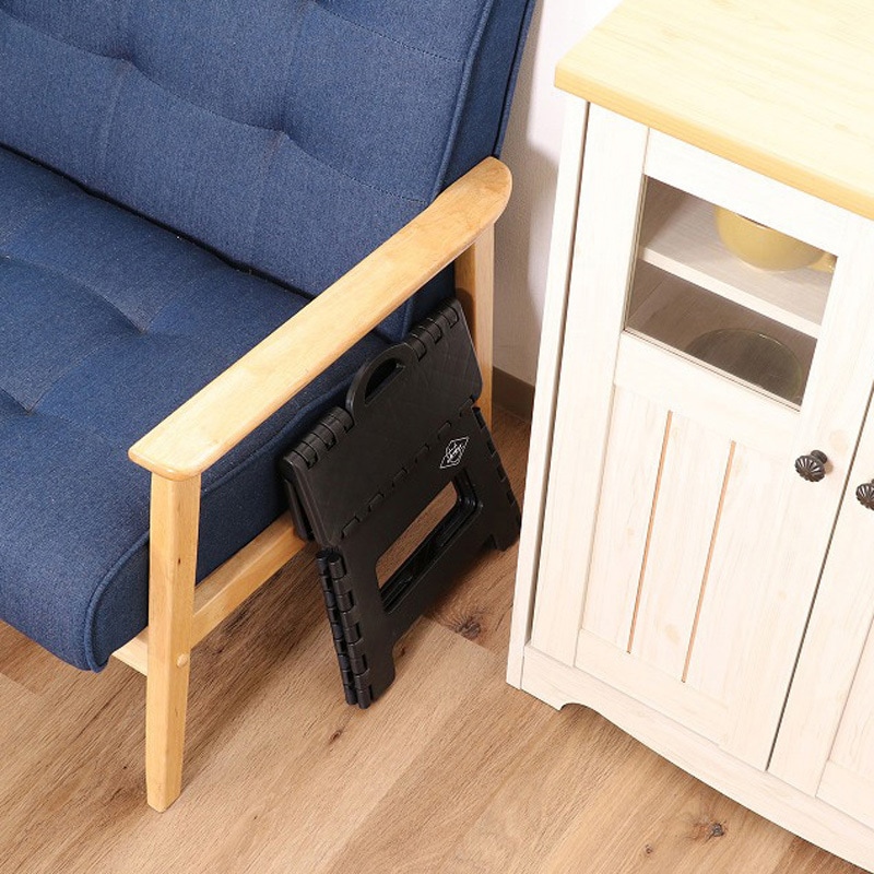 PAPABONKANGAETEMIROYO RANKIN’TAXIKONYAHA 86874 フォールディングステップスツール H22cm 1個箱 不二貿易 色BK