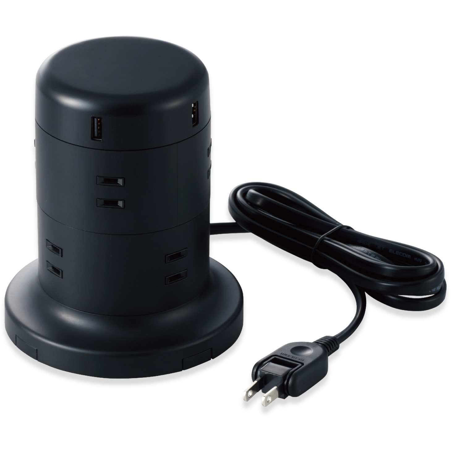 TT-U01-0820BK 延長コード タワー電源タップ 2m ほこりシャッター付 エレコム コンセント個数8   TT-U01-0820BK
