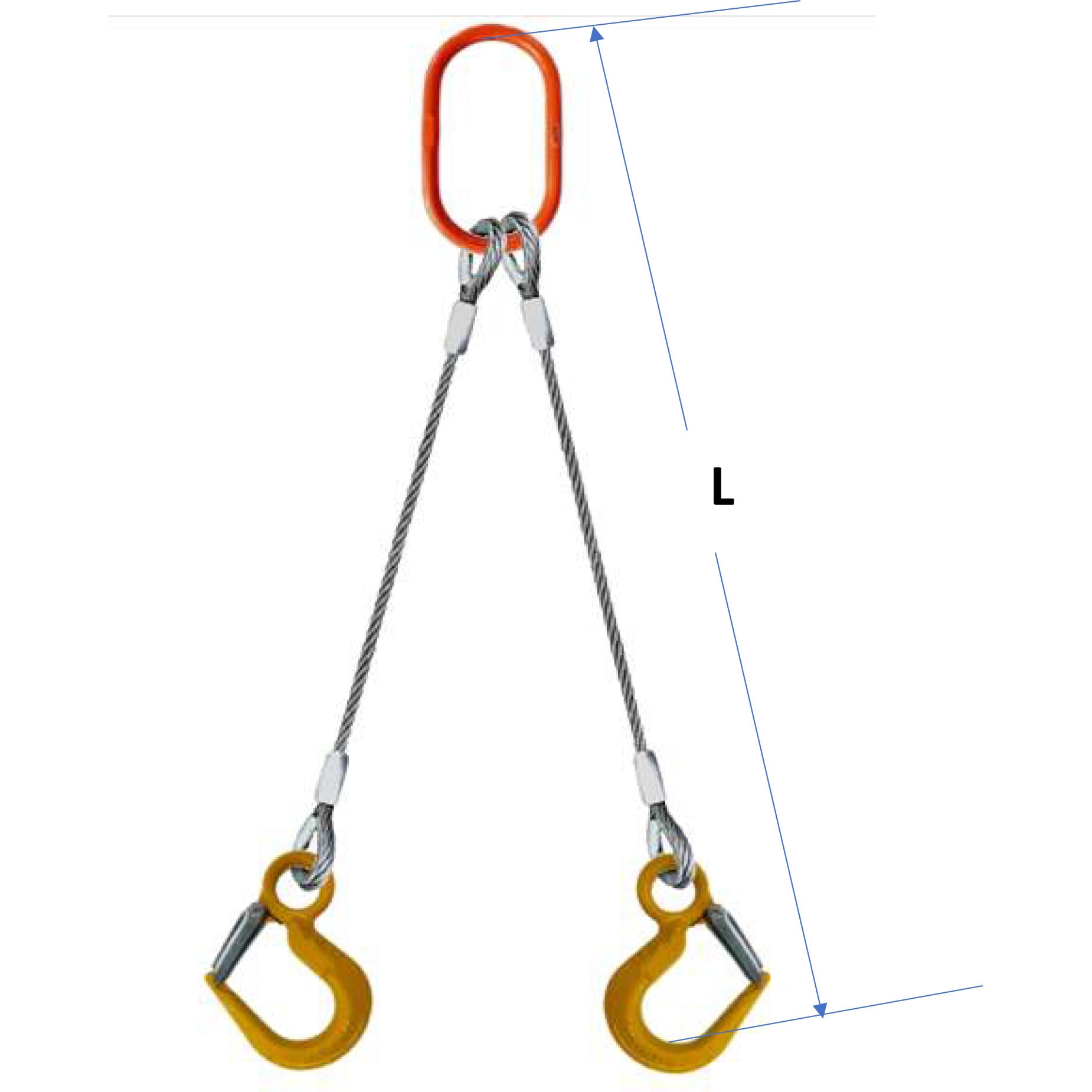 18MM x リーチ(揚程)1M JISロック止ワイヤ 2点吊 18mm LSフック3.2t付