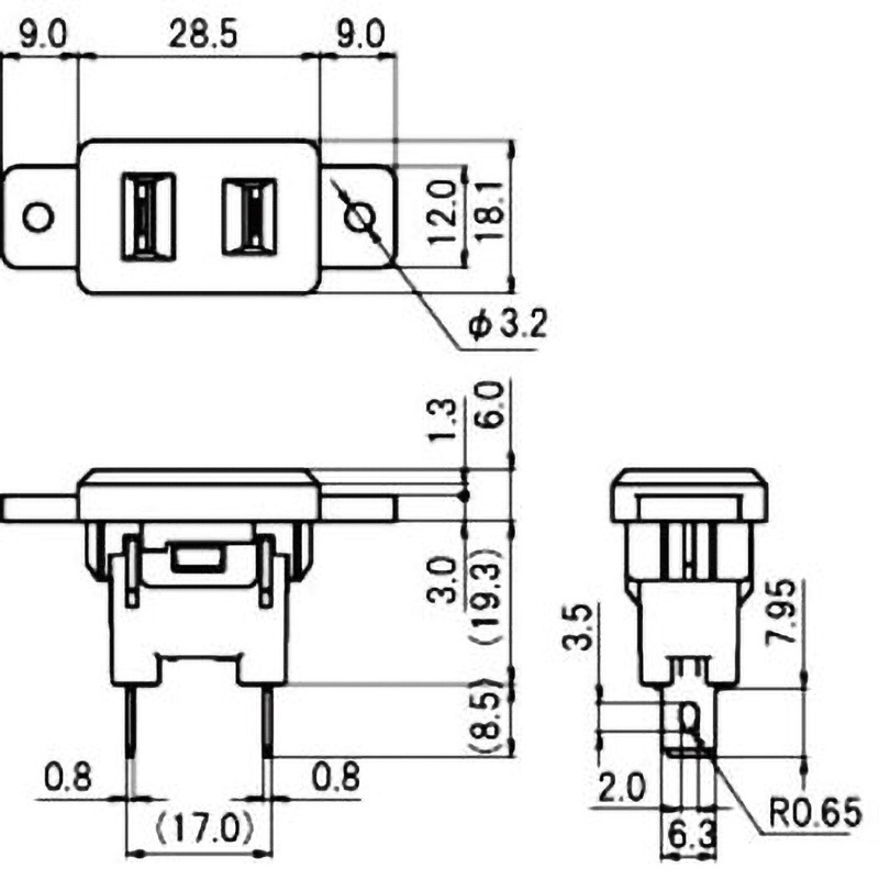 S-250-W ソケット サトーパーツ ストレート 極数2 角型 - 【通販