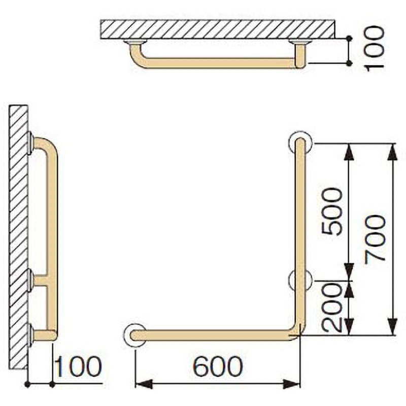 MB115H-RS 浴室被覆手摺 ミヤコ ホワイト色 パイプ径34mm  MB115H-RS