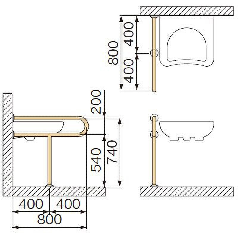 MB177HS 洗面器・手洗器被覆手摺 ミヤコ パイプ径34mm  MB177HS