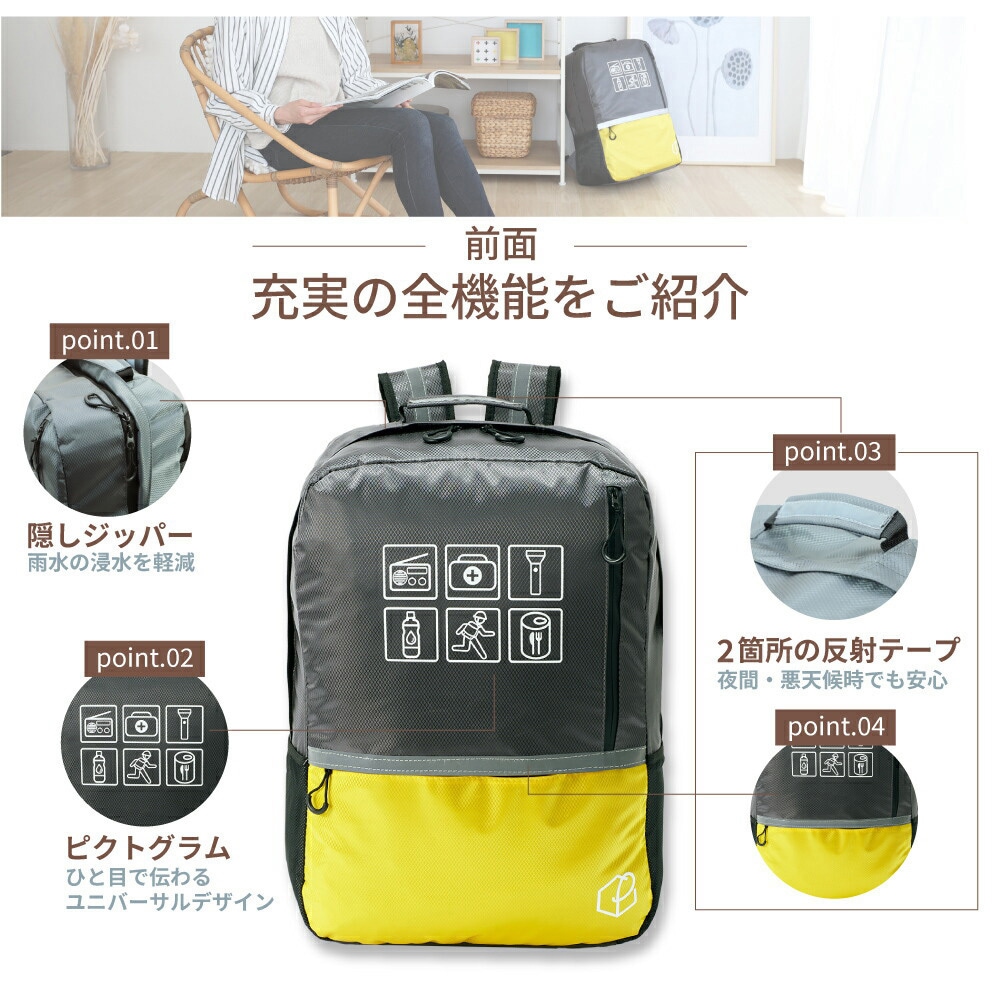 10001234RD 防災リュック ビッグリュック EVERSAFE レッド色