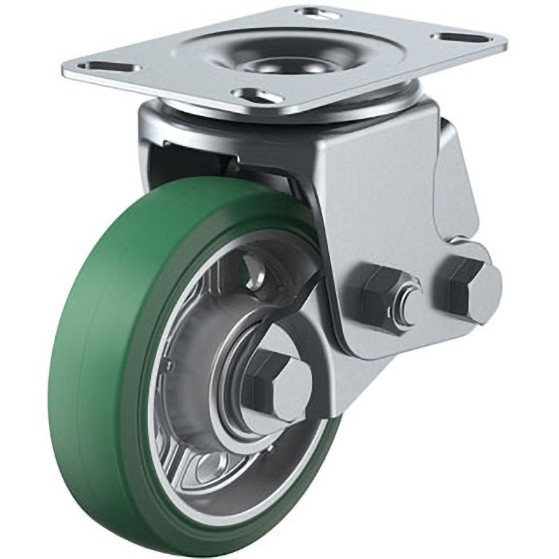 SKY-2S150AW(AR)Gr-A-2 重荷重用クッションキャスター 150径 自在 耐摩耗緑ゴム車輪 1個 ユーエイキャスター 【通販モノタロウ】