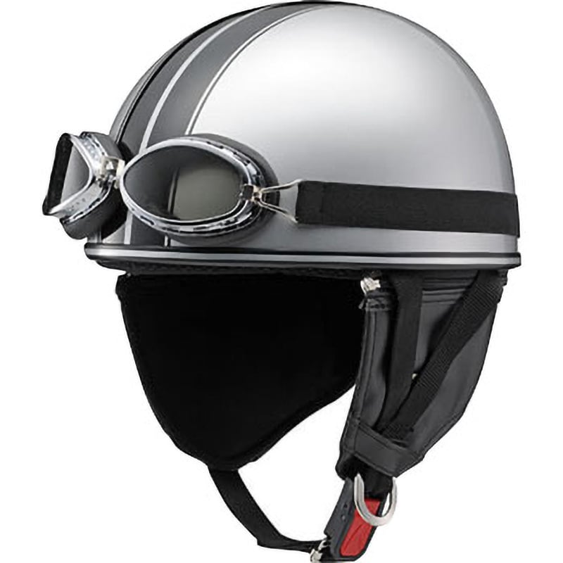 ヘルメットオートバイヘルメットハーフヘルメットMサイズホワイトゴーグルあり