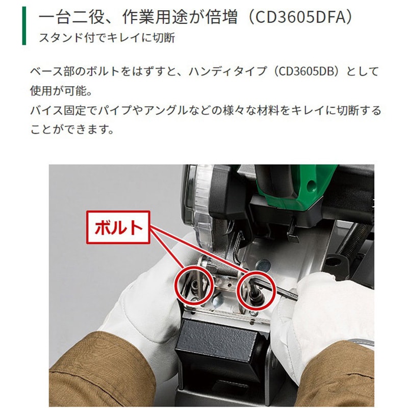 CD3605DFA(NN) 36V コードレスチップソーカッタ切断機 HiKOKI(旧日立工機) 外径150mm - 【通販モノタロウ】