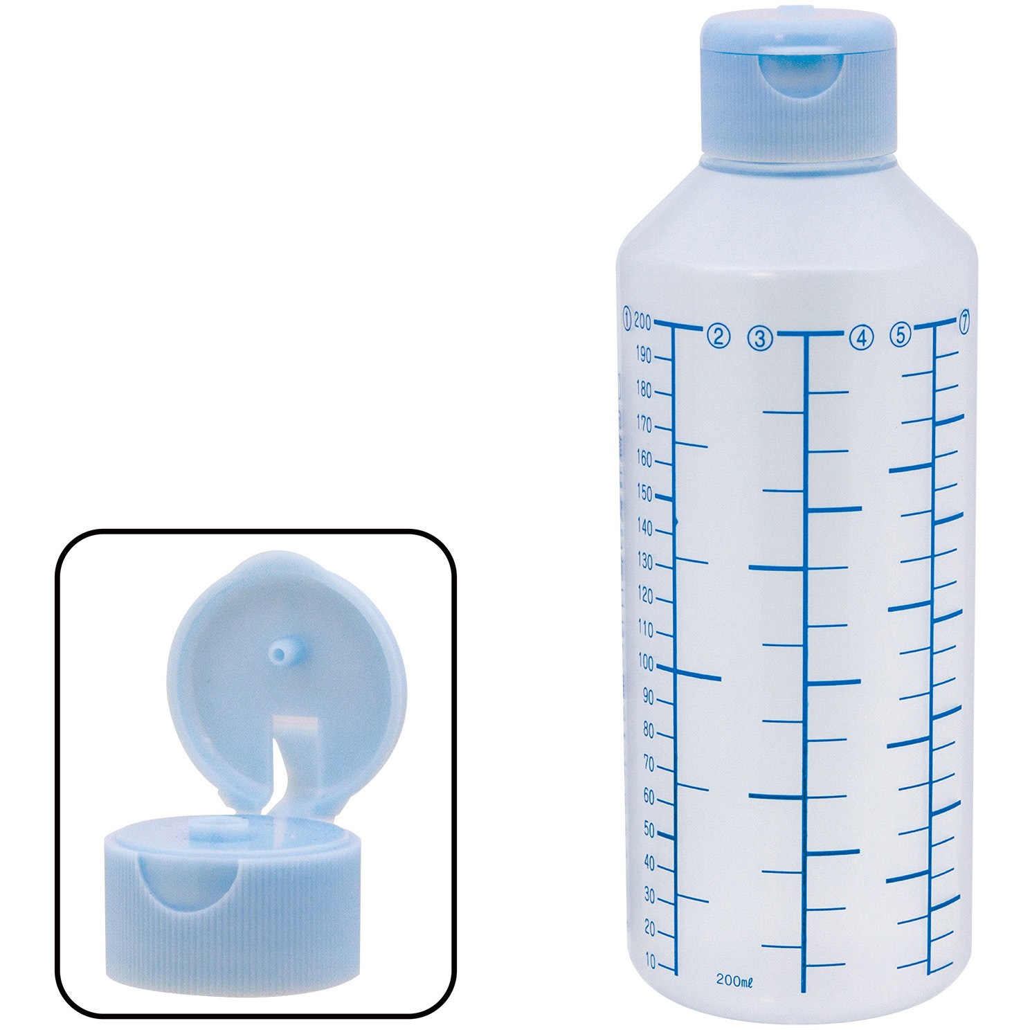 B31C0-000AQ ワンタッチキャップ付きNK投薬瓶(プリント目盛り) 金鵄製作所 容量200mL   B31C0-000AQ