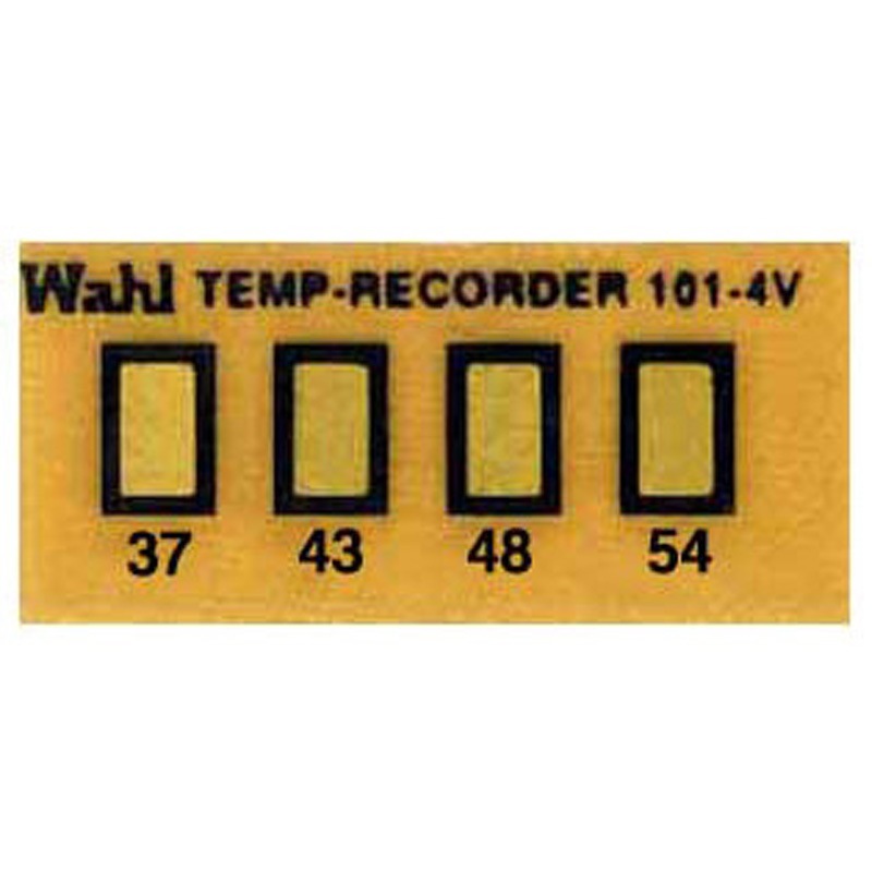 101-4V-037 真空用テンプ・プレート 4点表示 Wahl(ウォール) 37-43-48-54℃  1ケース(10枚) 101-4V-037