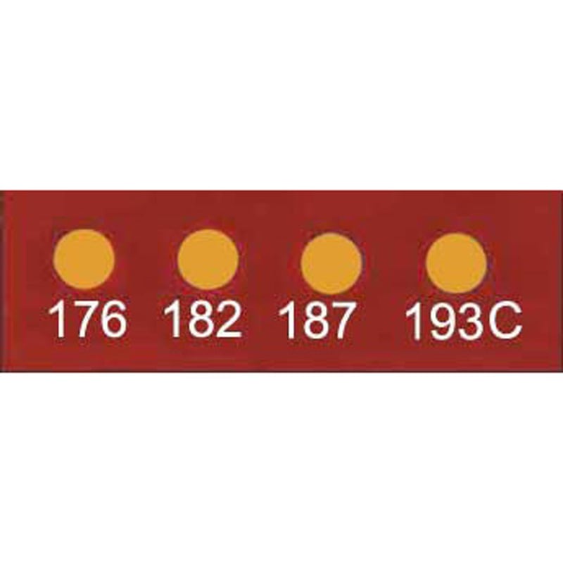 441-176 テンプ・プレート ミニサイズ4点表示 Wahl(ウォール) 176-182-187-193℃  1ケース(10枚)