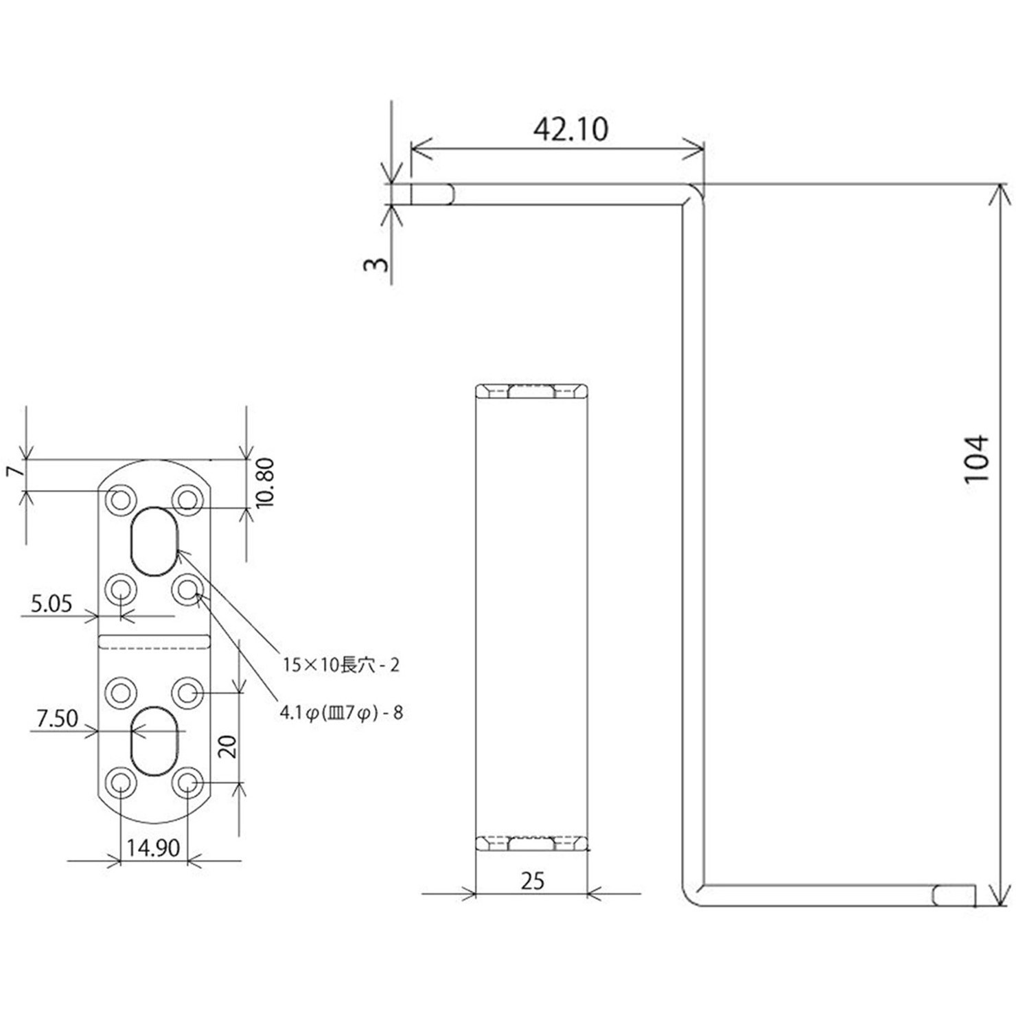 BS-512 補助金具ステイ WAKI(和気産業) Z型 全長104mm 1個 BS