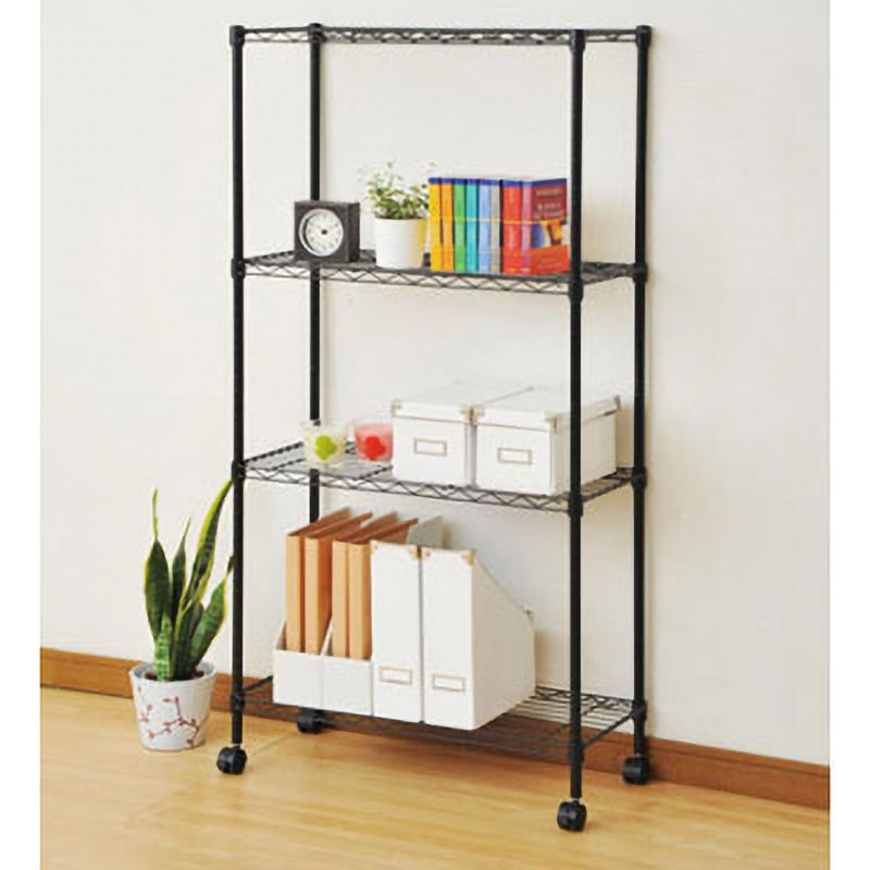 RS-14734CJH(BK) メタルシェルフ キャスター付き 1台 YAMAZEN(山善