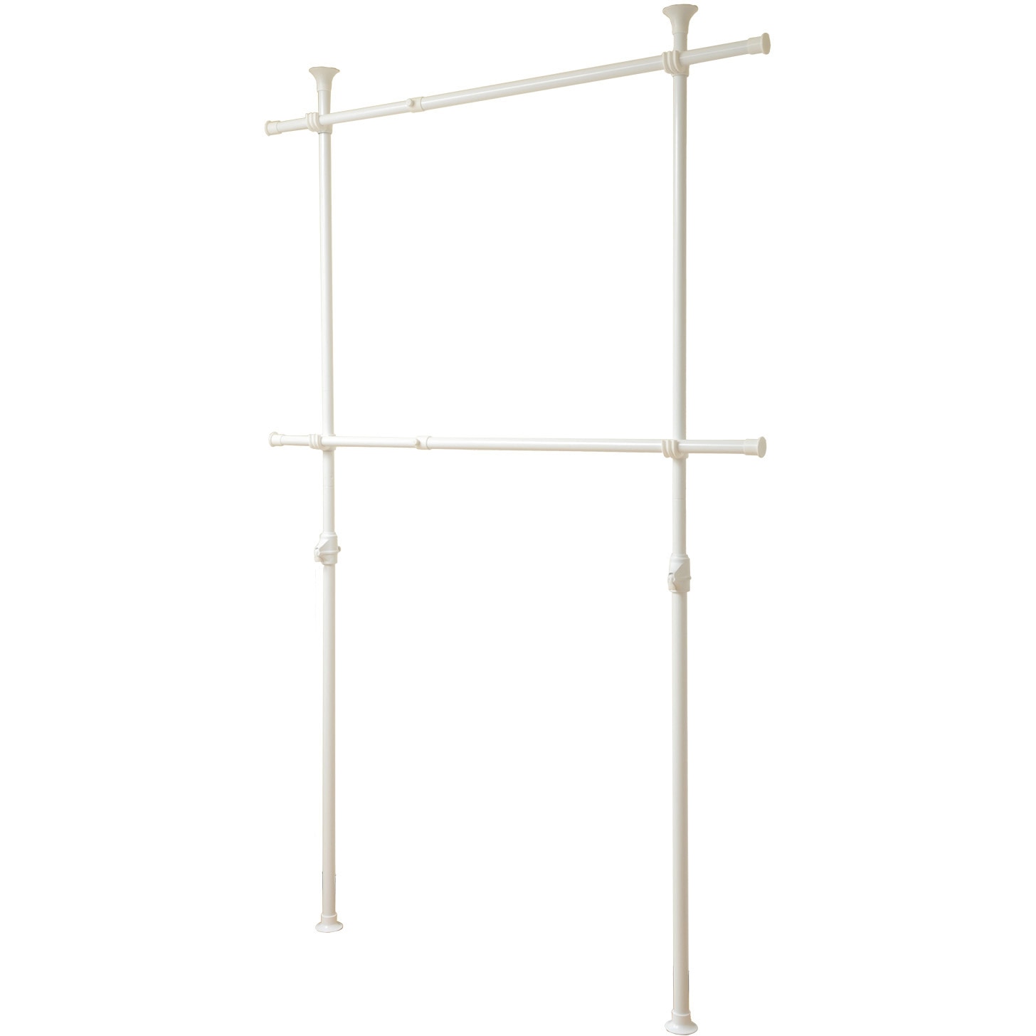 WJ-775(WH) 天井突っ張り式 ハンガーラック 2段 幅伸縮式