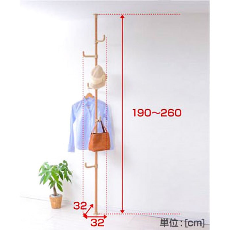 WJ-725R(GNA) 突っ張りポールハンガーラック 1台 YAMAZEN(山善) 【通販