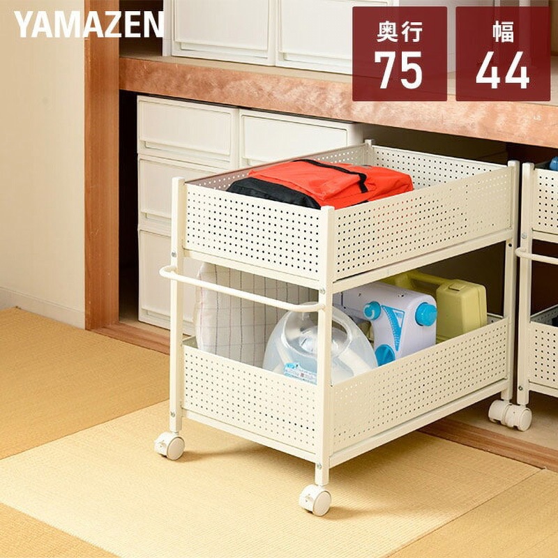 山善 押入れ収納 44×75×64.5 キャスター ホワイトOPR-7544 OPR-7544(WH/WH) 収納ラック キャスター付き 1台 YAMAZEN(山善) 【通販